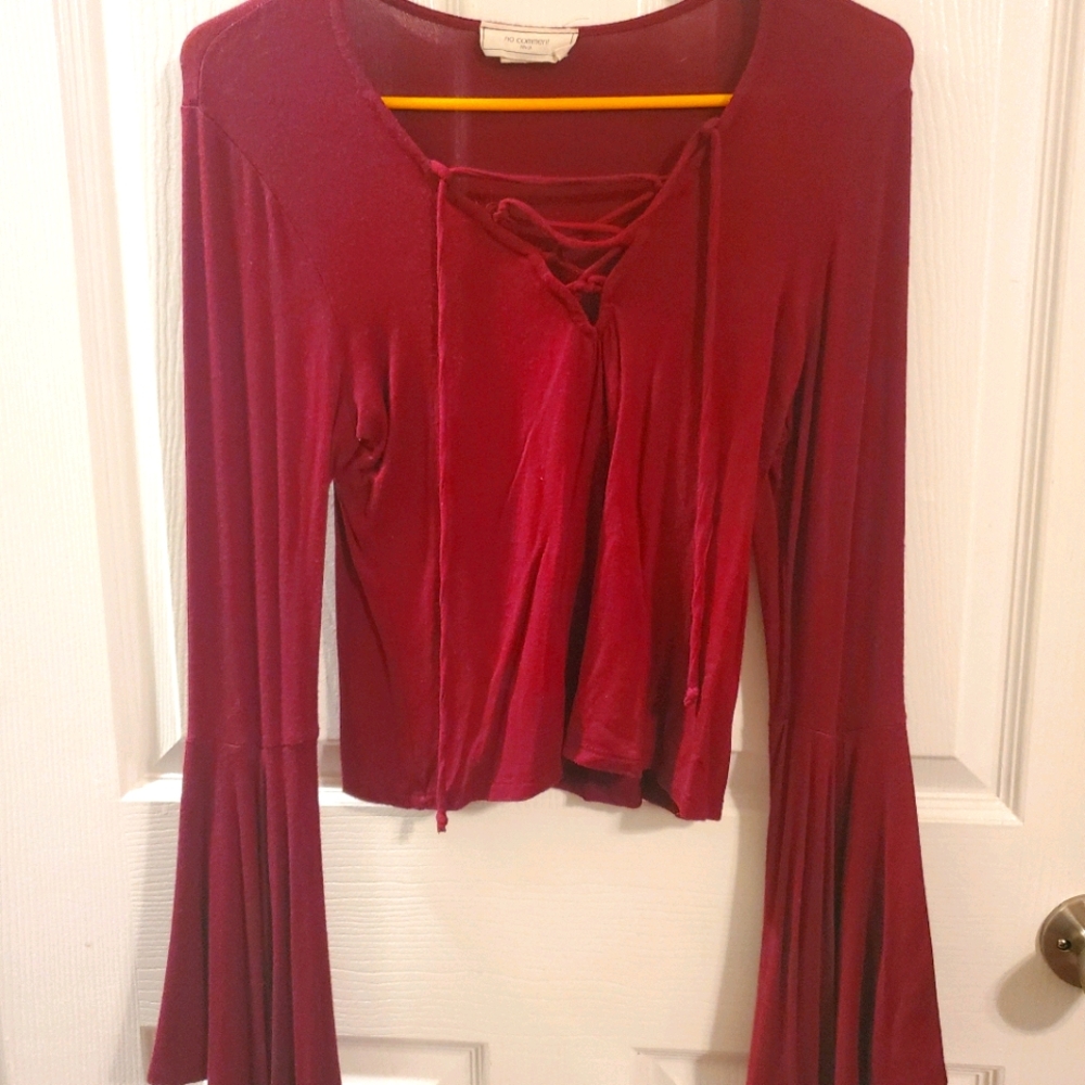 Tight fitting maroon top